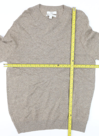 Marks and Spencer Men's Beige Lambswool Crew Neck Jumper M