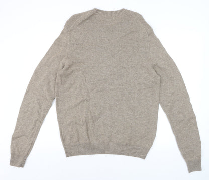 Marks and Spencer Men's Beige Lambswool Crew Neck Jumper M