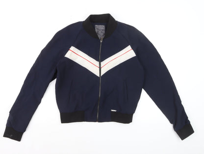Guess Men's Blue Bomber Jacket Small Retro Zip Style