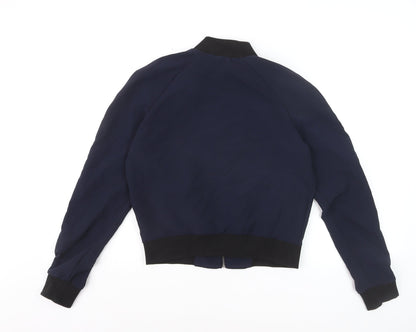 Guess Men's Blue Bomber Jacket Small Retro Zip Style