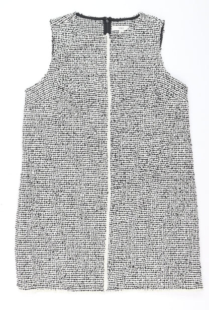 Marks and Spencer Women Black Knee Length Tweed Shift Dress Size 14