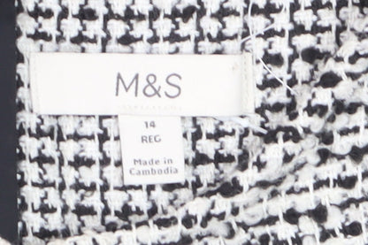 Marks and Spencer Women Black Knee Length Tweed Shift Dress Size 14