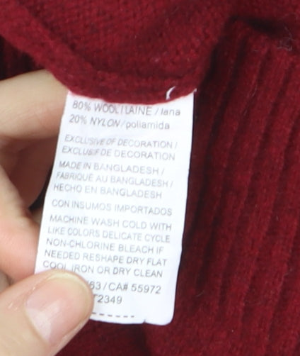 Original Penguin Men's Red Wool Crew Neck Pullover Jumper Size L
