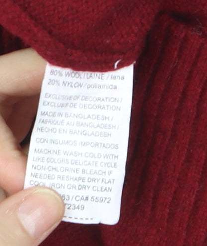 Original Penguin Men's Red Wool Crew Neck Pullover Jumper Size L