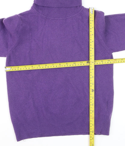Benetton Women's Purple Wool Roll Neck Jumper Size M