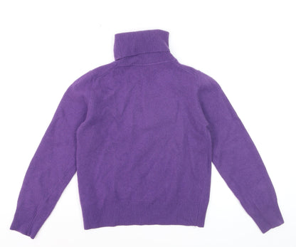 Benetton Women's Purple Wool Roll Neck Jumper Size M