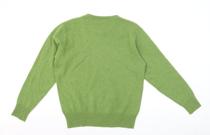 House of Bruar Women's Green Lambswool Crew Neck Jumper M