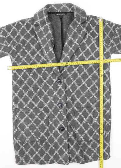 Next Petite Women’s Grey Check Long Cardigan Size 14