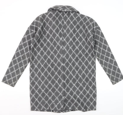 Next Petite Women’s Grey Check Long Cardigan Size 14