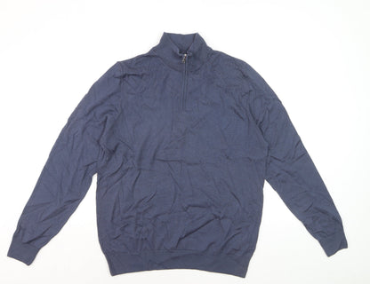 Marks and Spencer Autograph Men’s Blue Merino Wool 1/2 Zip Jumper L