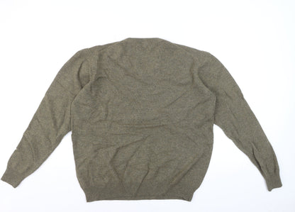 James Pringle Men's Green Wool V-Neck Jumper XXL Classic Knit