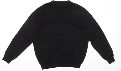 Garret Scott Men’s Black XL Merino Wool V-Neck Jumper