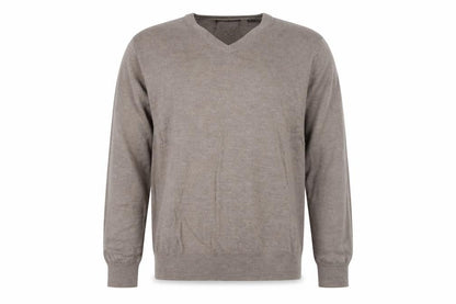 Black Brown 1826 Men's Beige V-Neck Merino Wool Pullover Jumper XL