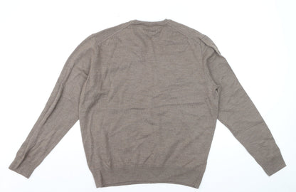 Black Brown 1826 Men's Beige V-Neck Merino Wool Pullover Jumper XL