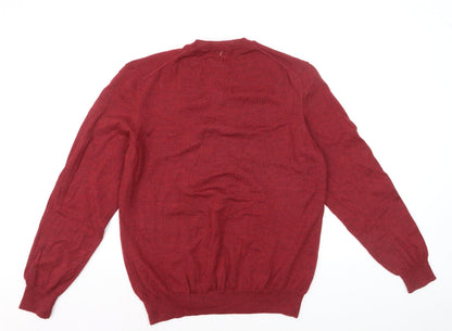 Black Brown 1826 Men’s Red Wool V-Neck Jumper Size L
