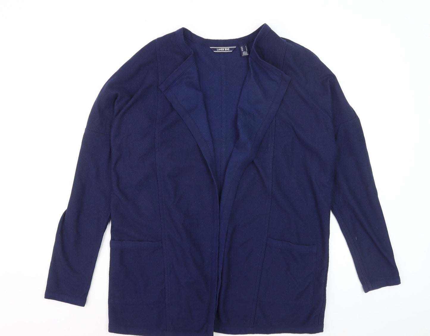 Lands' End Womens Blue Cotton Knit Cardigan Small