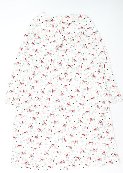 Secret Treasures Women's White Bird Print Fleece Nightshirt Size 10