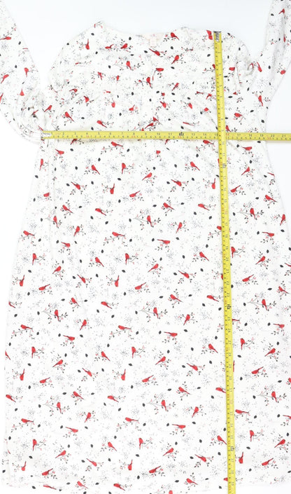 Secret Treasures Women's White Bird Print Fleece Nightshirt Size 10