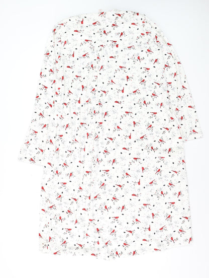 Secret Treasures Women's White Bird Print Fleece Nightshirt Size 10