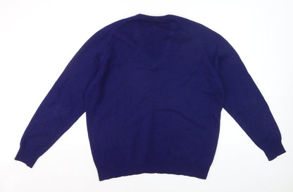 Lyle & Scott Men's Blue Wool V-Neck Jumper XL Classic Fit