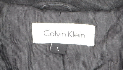 Calvin Klein Men's Black Cotton Mid-Length Overcoat L