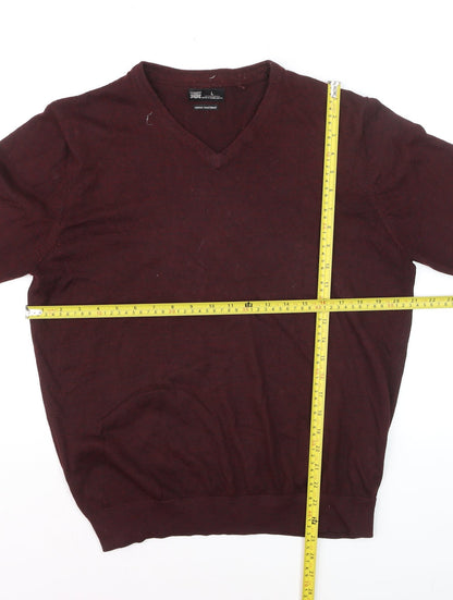 Rivers Men’s Red Merino Wool Blend V-Neck Jumper Size L