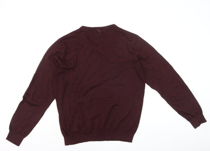 Rivers Men’s Red Merino Wool Blend V-Neck Jumper Size L