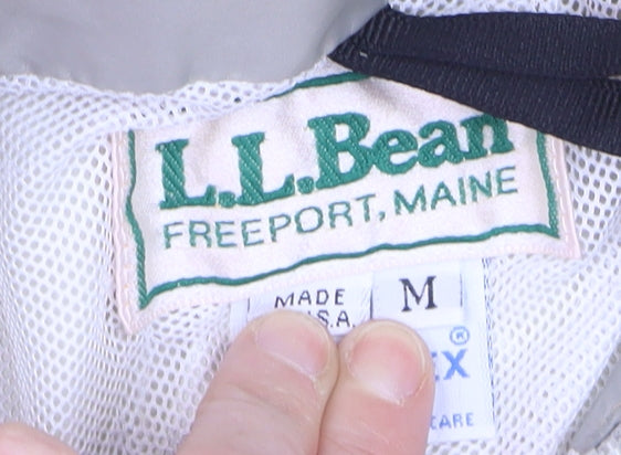 L.L. Bean Men's Beige M Gore-Tex Hooded Waterproof Rain Jacket