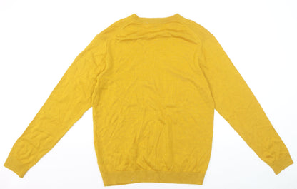 Hart Schaffner Marx Men's Yellow Merino Wool V-Neck Jumper M