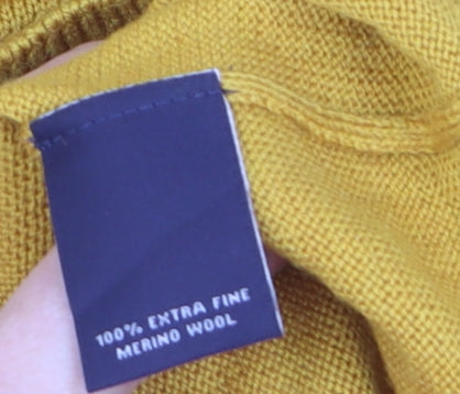 Hart Schaffner Marx Men's Yellow Merino Wool V-Neck Jumper M