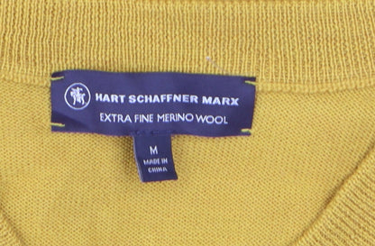 Hart Schaffner Marx Men's Yellow Merino Wool V-Neck Jumper M