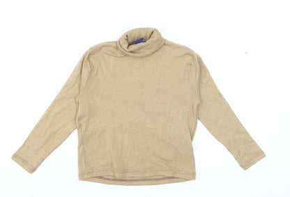 Beyond Retro Women's Beige Roll Neck Knit Jumper Size S Classic Style