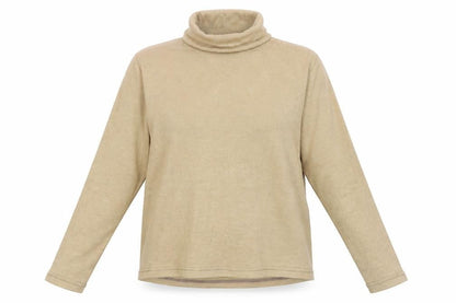 Vintage Women's Beige Roll Neck Knit Jumper Size S Classic Style