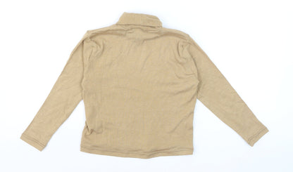 Beyond Retro Women's Beige Roll Neck Knit Jumper Size S Classic Style