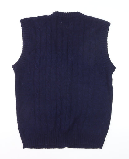 Westchester Classics Men's Blue Wool Cable-Knit Sleeveless Vest XL