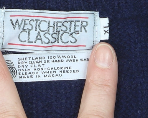 Westchester Classics Men's Blue Wool Cable-Knit Sleeveless Vest XL