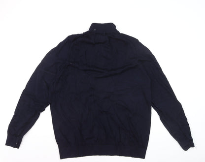 Marks and Spencer Autograph Mens Blue 2XL Merino Wool 1/2 Zip Jumper
