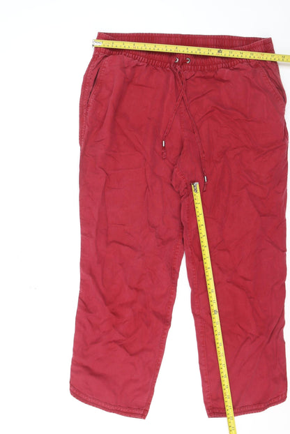 Lands' End Womens Red Lyocell Capri Trousers Size 16