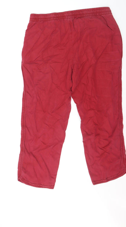 Lands' End Womens Red Lyocell Capri Trousers Size 16