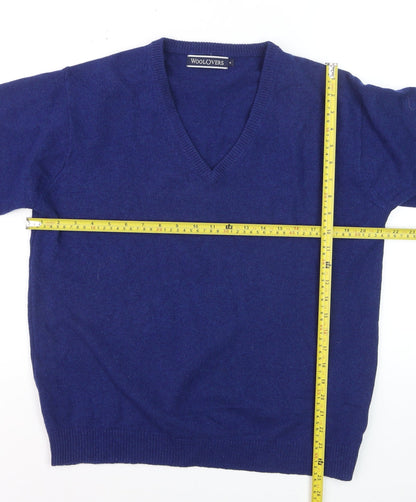 Woolovers Men's Blue Wool V-Neck Pullover Jumper M