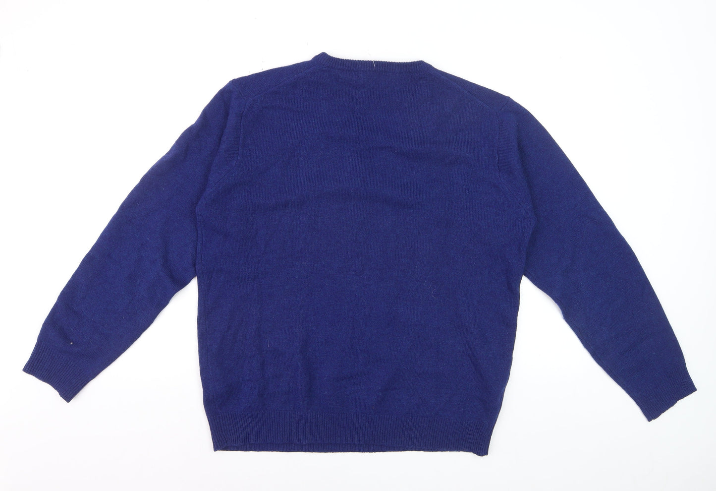 Woolovers Men's Blue Wool V-Neck Pullover Jumper M