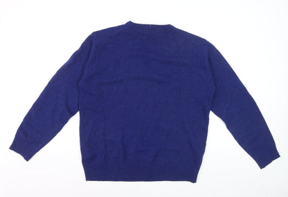 Woolovers Men's Blue Wool V-Neck Pullover Jumper M