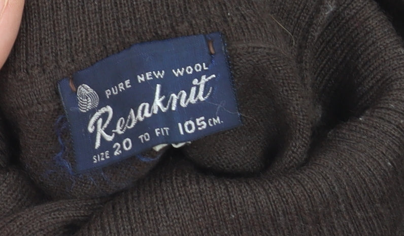 Resaknit Women's Brown Roll Neck Pure Wool Jumper Size 20