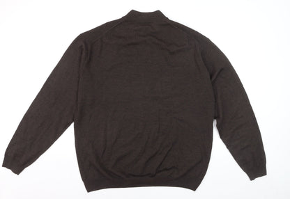 Pronto Uomo Men Brown XL Mock Neck Merino Wool Jumper