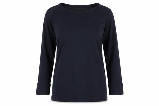 Cotton Traders Women's Blue Long Sleeve Basic Cotton T-Shirt Size 12