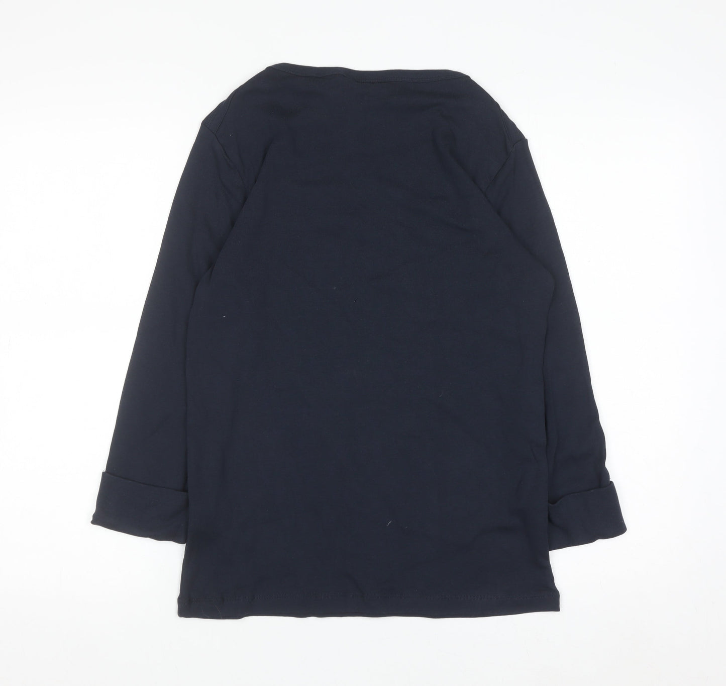 Cotton Traders Women's Blue Long Sleeve Basic Cotton T-Shirt Size 12