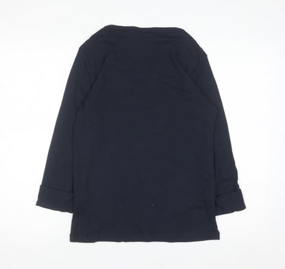 Cotton Traders Women's Blue Long Sleeve Basic Cotton T-Shirt Size 12