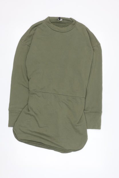 Noughts & Kisses Womens Khaki Long Sleeve Tunic Sweatshirt Size S