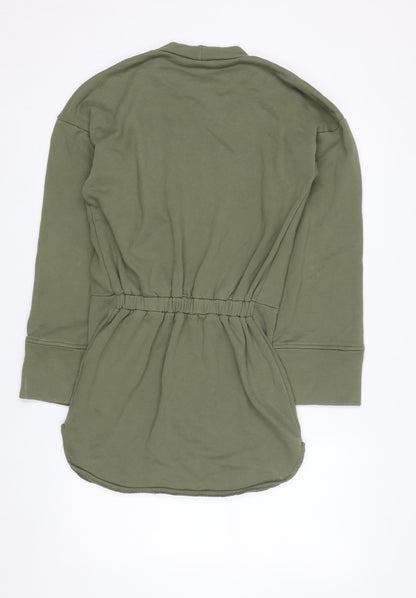 Noughts & Kisses Womens Khaki Long Sleeve Tunic Sweatshirt Size S