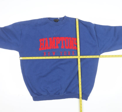 PrettyLittleThing Women Blue Hamptons New York Pullover Sweatshirt M